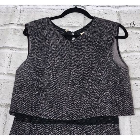 Rebecca Taylor techy Herringbone Point Double-layer Tweed Dress Womens Size 8 - Picture 4 of 8